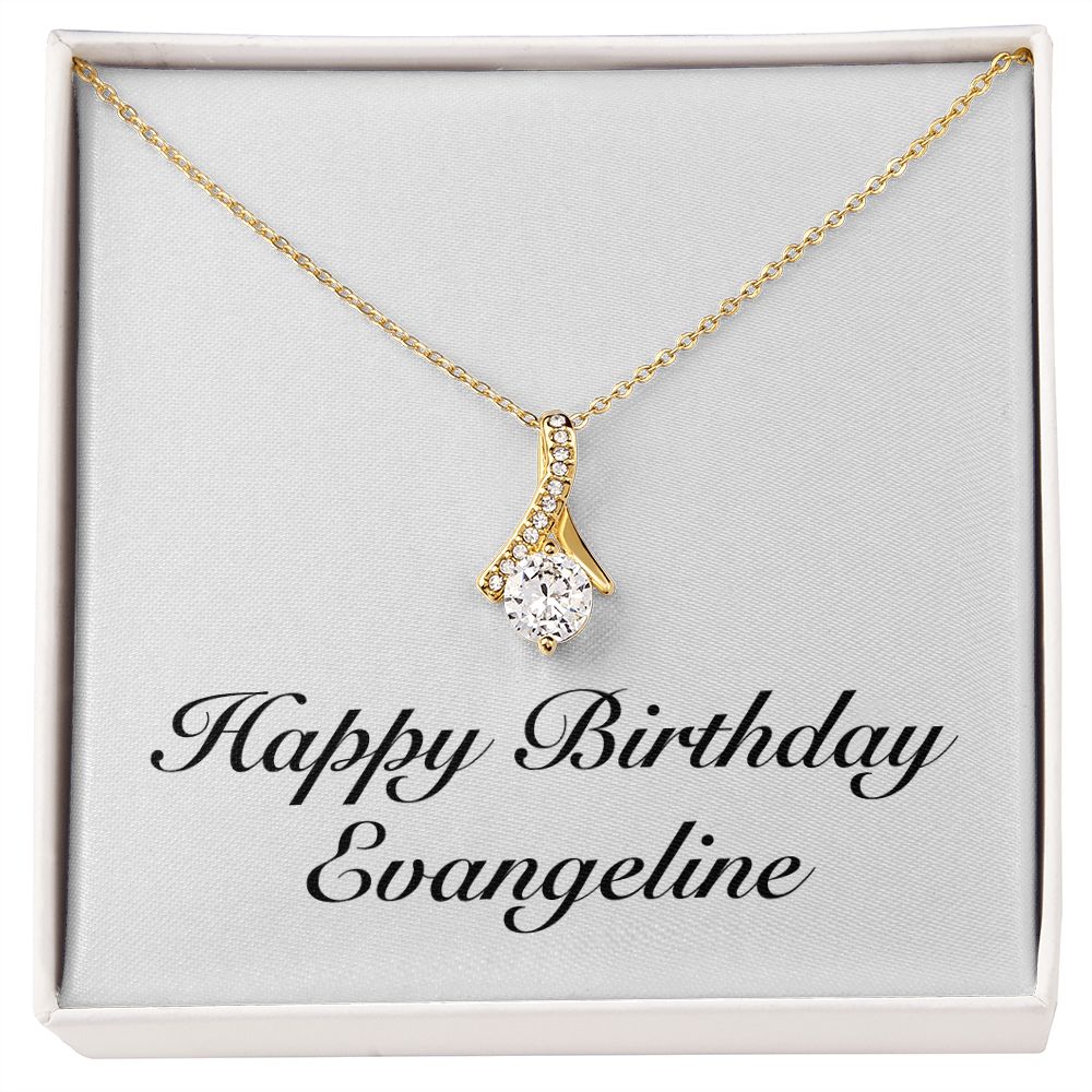 Happy Birthday Evangeline - 18K Yellow Gold Finish Alluring Beauty Necklace