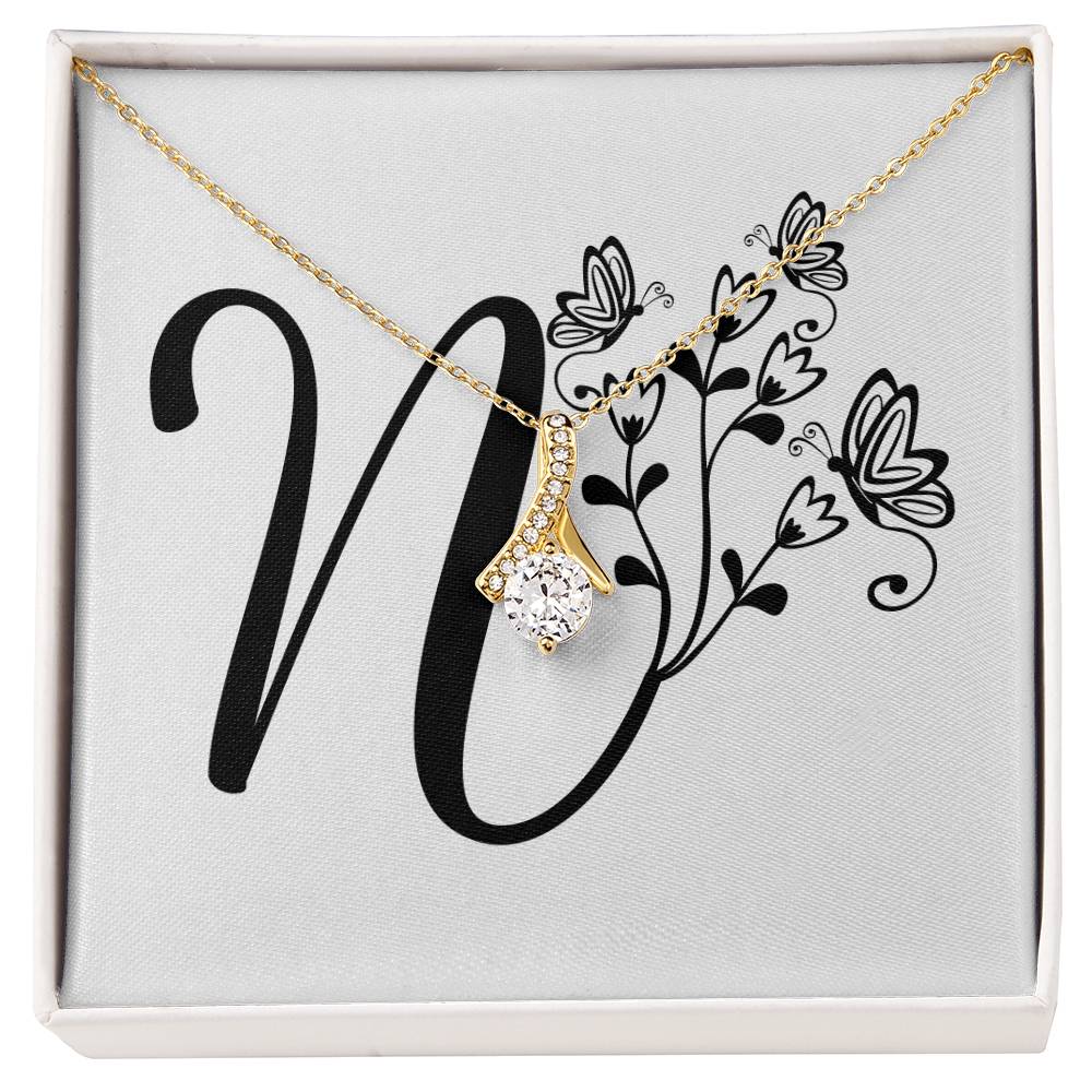 Botanical Monogram N - 18K Yellow Gold Finish Alluring Beauty Necklace