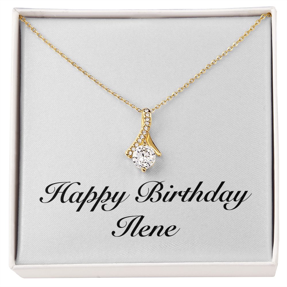 Happy Birthday Ilene - 18K Yellow Gold Finish Alluring Beauty Necklace