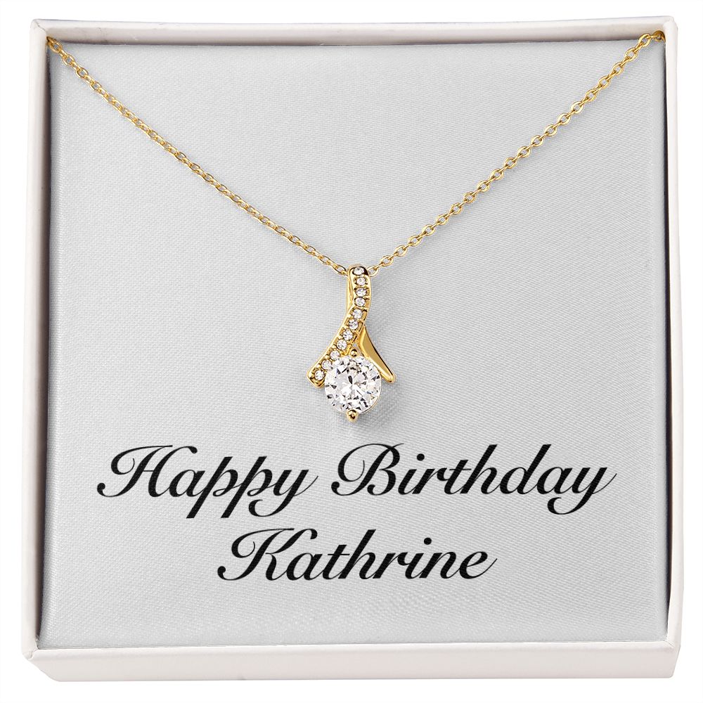 Happy Birthday Kathrine - 18K Yellow Gold Finish Alluring Beauty Necklace
