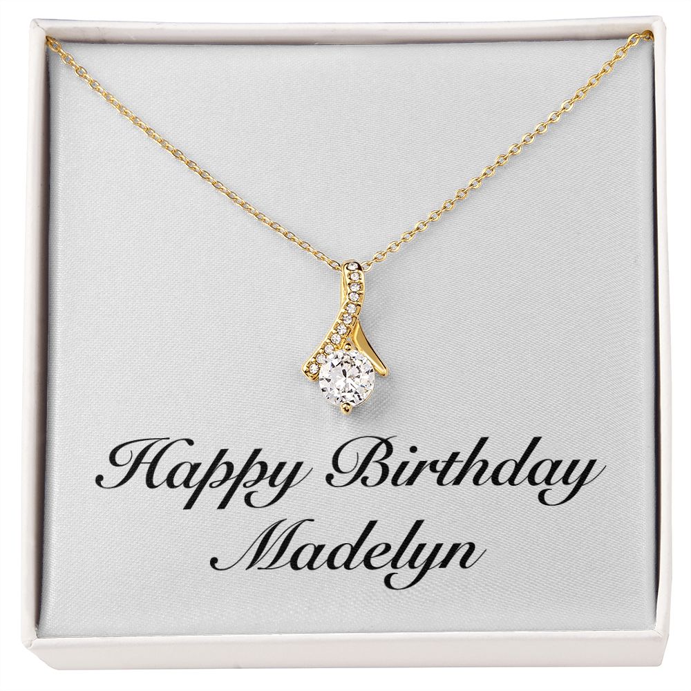 Happy Birthday Madelyn - 18K Yellow Gold Finish Alluring Beauty Necklace