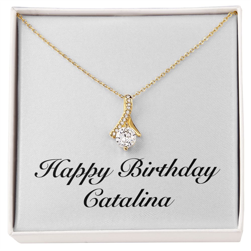Happy Birthday Catalina - 18K Yellow Gold Finish Alluring Beauty Necklace