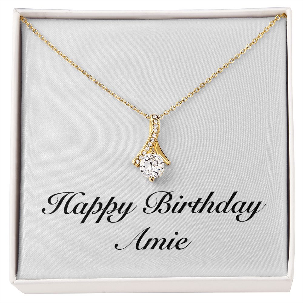 Happy Birthday Amie - 18K Yellow Gold Finish Alluring Beauty Necklace