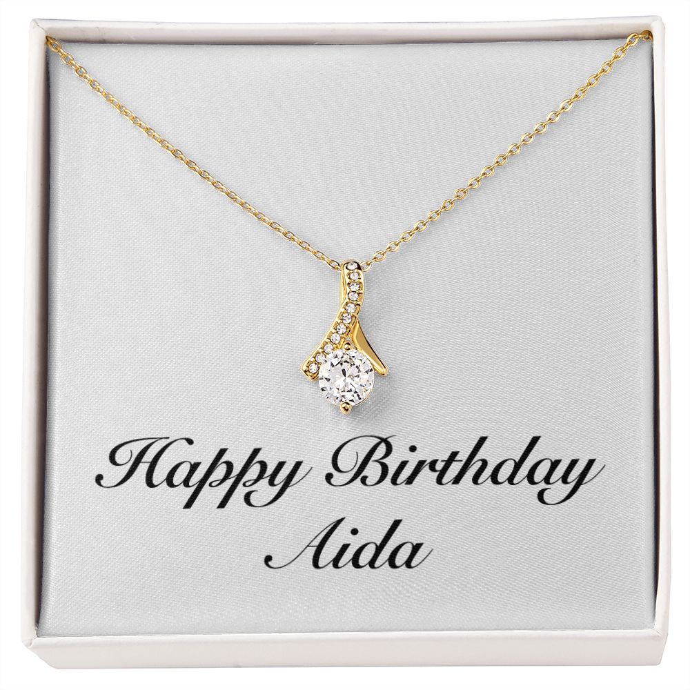 Happy Birthday Aida - 18K Yellow Gold Finish Alluring Beauty Necklace