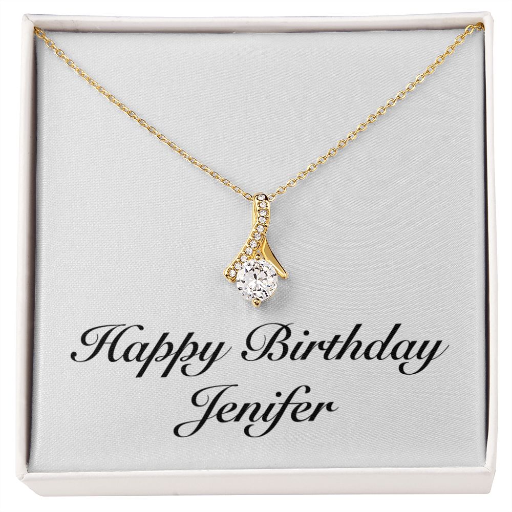 Happy Birthday Jenifer - 18K Yellow Gold Finish Alluring Beauty Necklace