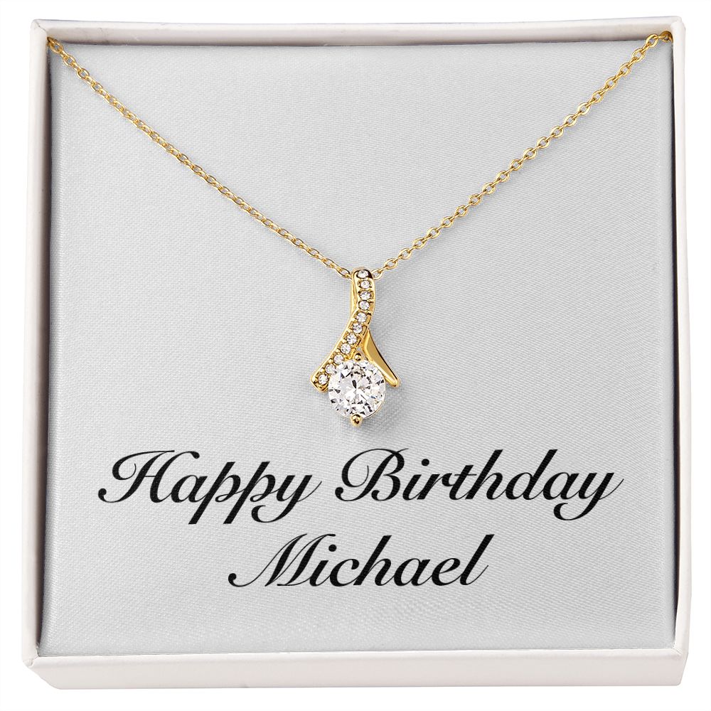 Happy Birthday Michael - 18K Yellow Gold Finish Alluring Beauty Necklace
