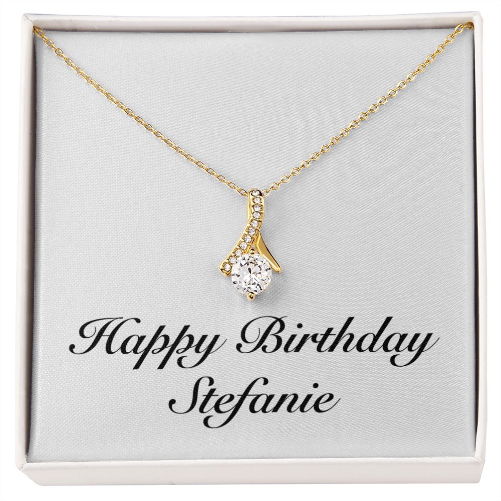 Happy Birthday Stefanie - 18K Yellow Gold Finish Alluring Beauty Necklace
