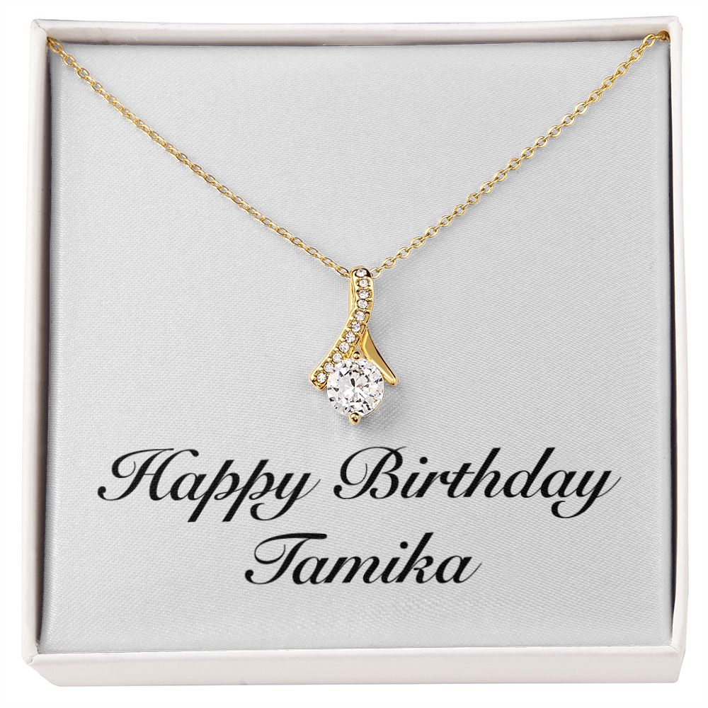 Happy Birthday Tamika - 18K Yellow Gold Finish Alluring Beauty Necklace