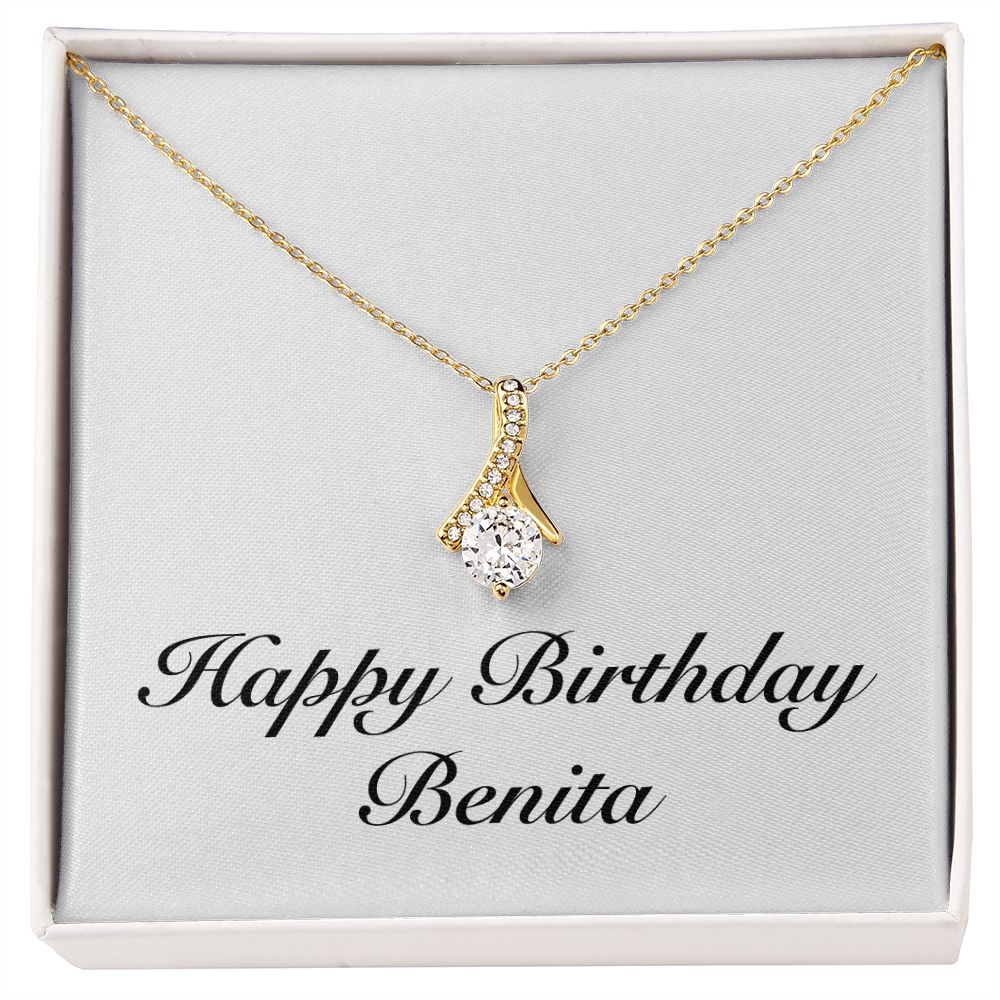 Happy Birthday Benita - 18K Yellow Gold Finish Alluring Beauty Necklace