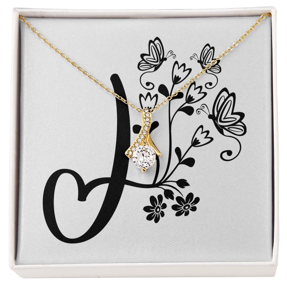 Botanical Monogram J - 18K Yellow Gold Finish Alluring Beauty Necklace