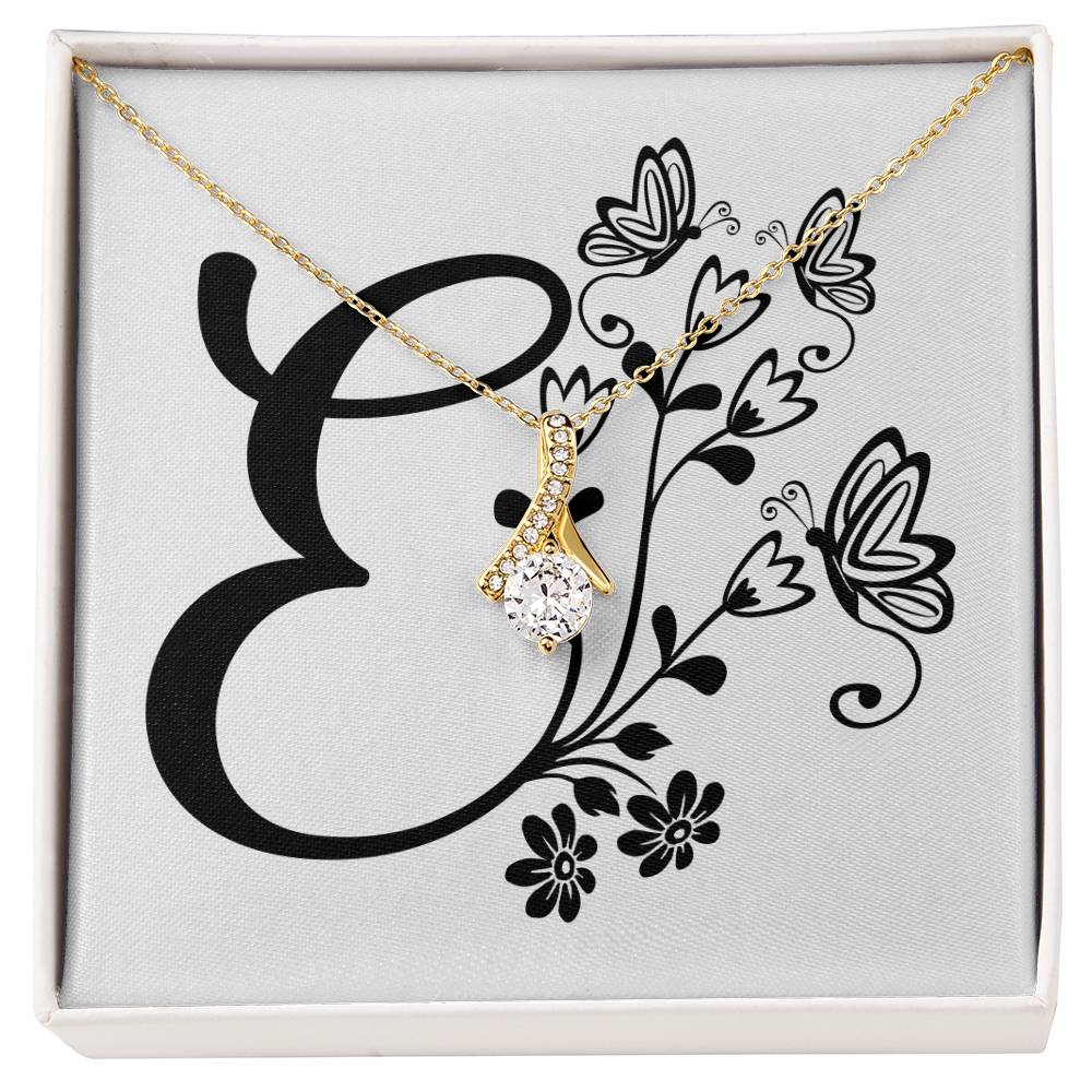 Botanical Monogram E - 18K Yellow Gold Finish Alluring Beauty Necklace