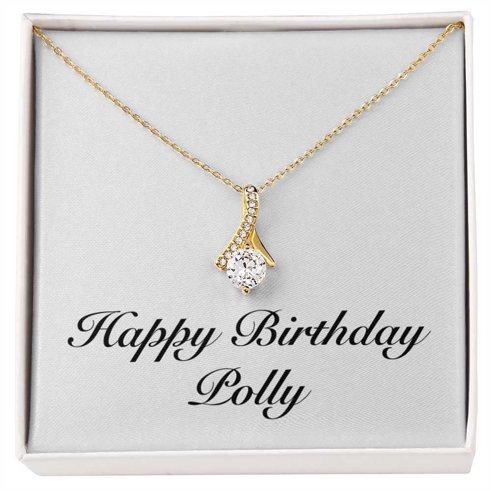 Happy Birthday Polly - 18K Yellow Gold Finish Alluring Beauty Necklace