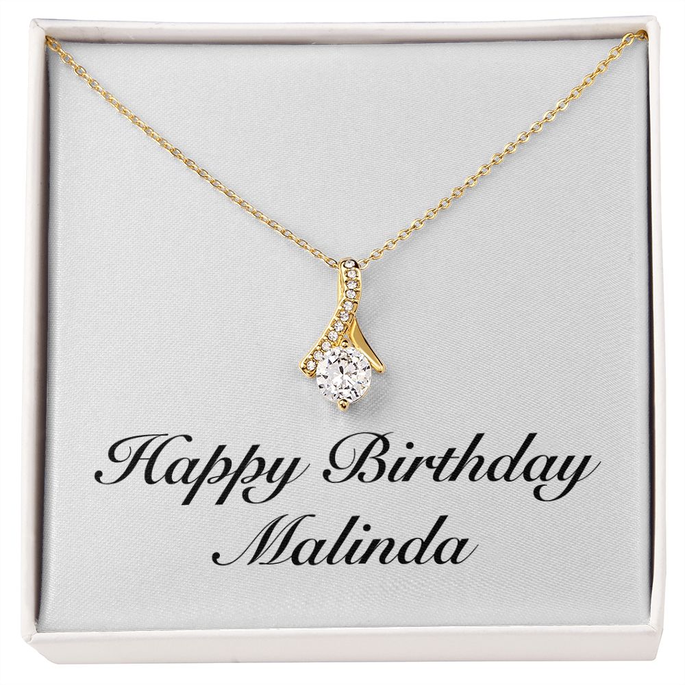 Happy Birthday Malinda - 18K Yellow Gold Finish Alluring Beauty Necklace