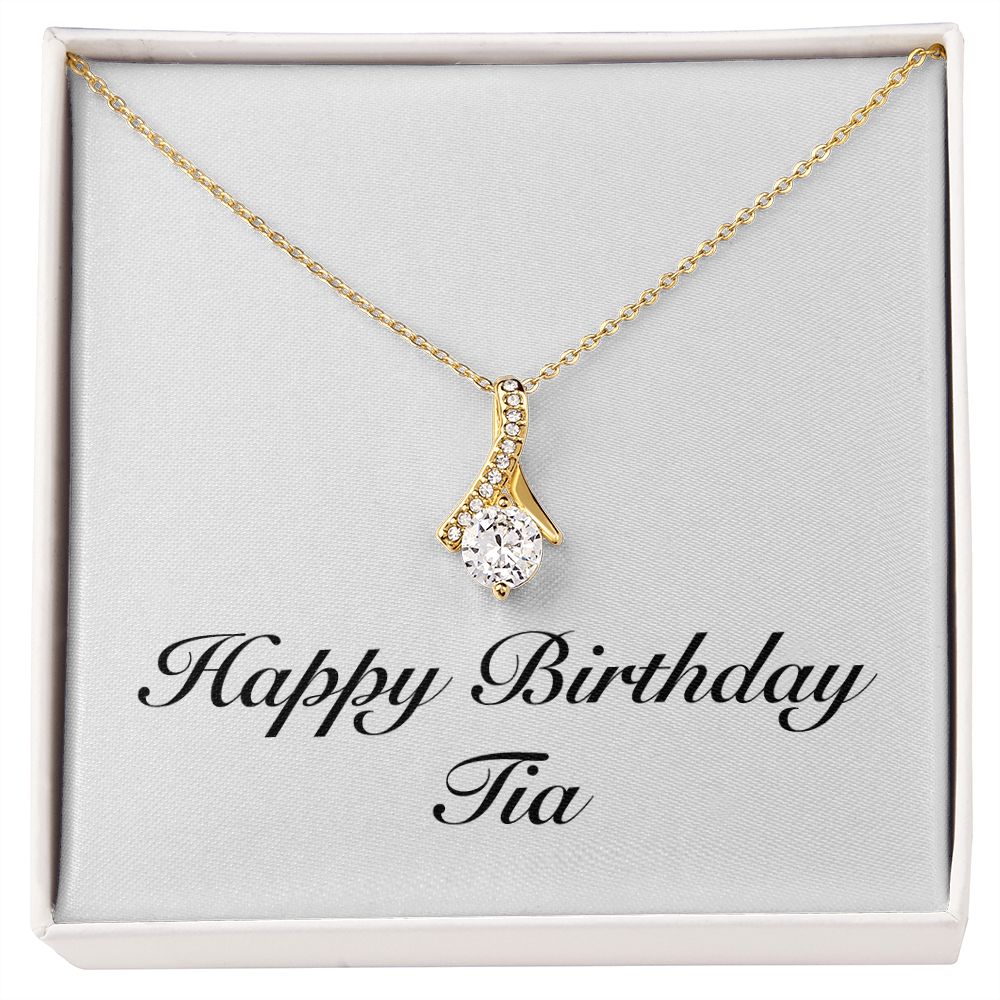 Happy Birthday Tia - 18K Yellow Gold Finish Alluring Beauty Necklace