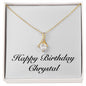 Happy Birthday Chrystal - 18K Yellow Gold Finish Alluring Beauty Necklace