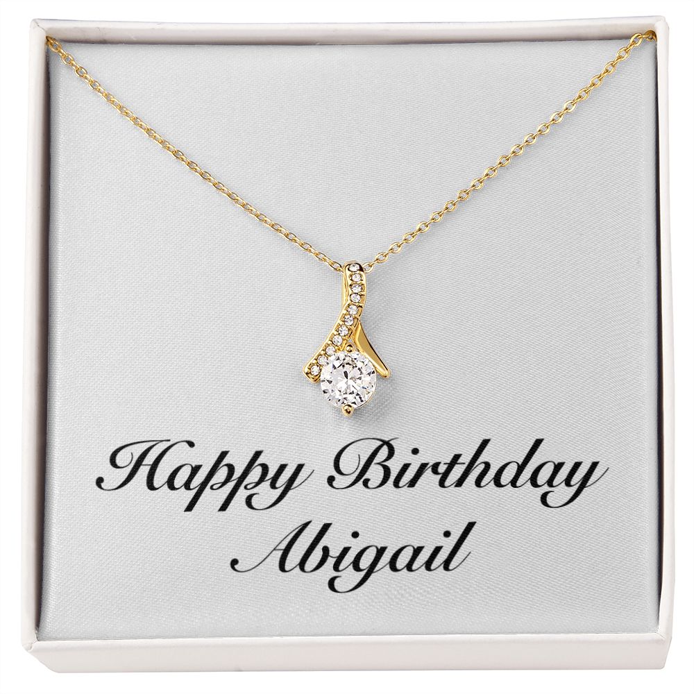 Happy Birthday Abigail - 18K Yellow Gold Finish Alluring Beauty Necklace