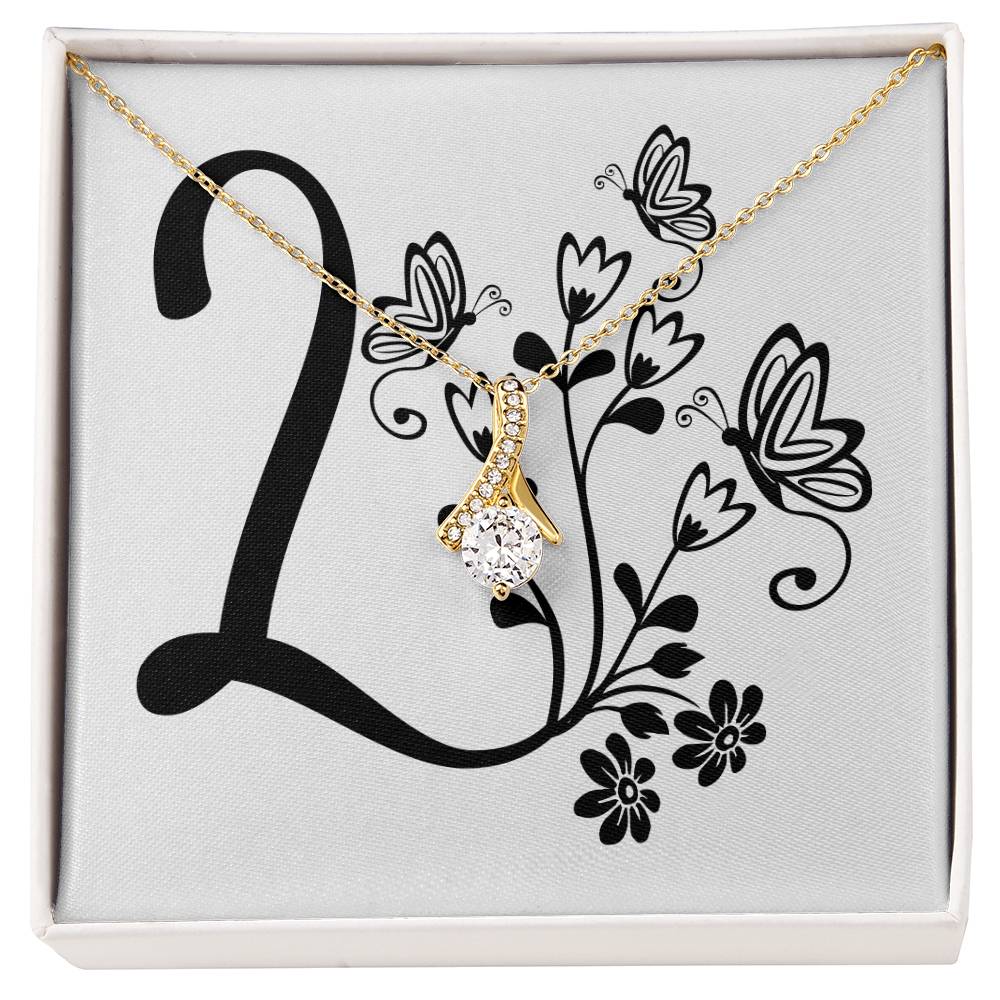 Botanical Monogram L - 18K Yellow Gold Finish Alluring Beauty Necklace