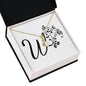 Botanical Monogram W - 18K Yellow Gold Finish Alluring Beauty Necklace