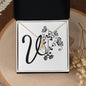 Botanical Monogram V - 18K Yellow Gold Finish Alluring Beauty Necklace