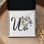 Botanical Monogram U - 18K Yellow Gold Finish Alluring Beauty Necklace