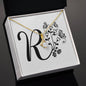 Botanical Monogram R - 18K Yellow Gold Finish Alluring Beauty Necklace