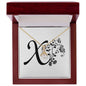 Botanical Monogram X - 18K Yellow Gold Finish Alluring Beauty Necklace With Mahogany Style Luxury Box