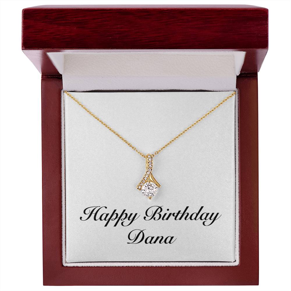 Happy Birthday Dana - 18K Yellow Gold Finish Alluring Beauty Necklace With Mahogany Style Luxury Box