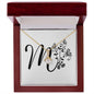 Botanical Monogram M - 18K Yellow Gold Finish Alluring Beauty Necklace With Mahogany Style Luxury Box