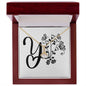 Botanical Monogram Y - 18K Yellow Gold Finish Alluring Beauty Necklace With Mahogany Style Luxury Box