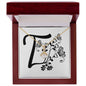 Botanical Monogram T - 18K Yellow Gold Finish Alluring Beauty Necklace With Mahogany Style Luxury Box