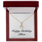 Happy Birthday Lillian - 18K Yellow Gold Finish Alluring Beauty Necklace With Mahogany Style Luxury Box