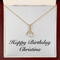 Happy Birthday Christina - 18K Yellow Gold Finish Alluring Beauty Necklace With Mahogany Style Luxury Box