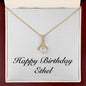 Happy Birthday Ethel - 18K Yellow Gold Finish Alluring Beauty Necklace With Mahogany Style Luxury Box