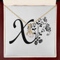 Botanical Monogram X - 18K Yellow Gold Finish Alluring Beauty Necklace With Mahogany Style Luxury Box
