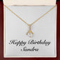 Happy Birthday Sandra - 18K Yellow Gold Finish Alluring Beauty Necklace With Mahogany Style Luxury Box