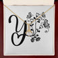 Botanical Monogram Y - 18K Yellow Gold Finish Alluring Beauty Necklace With Mahogany Style Luxury Box