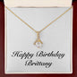 Happy Birthday Brittany - 18K Yellow Gold Finish Alluring Beauty Necklace With Mahogany Style Luxury Box