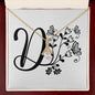 Botanical Monogram D - 18K Yellow Gold Finish Alluring Beauty Necklace With Mahogany Style Luxury Box
