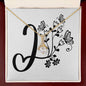 Botanical Monogram I - 18K Yellow Gold Finish Alluring Beauty Necklace With Mahogany Style Luxury Box