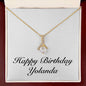 Happy Birthday Yolanda - 18K Yellow Gold Finish Alluring Beauty Necklace With Mahogany Style Luxury Box