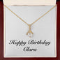 Happy Birthday Clara - 18K Yellow Gold Finish Alluring Beauty Necklace With Mahogany Style Luxury Box