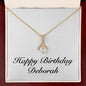 Happy Birthday Deborah - 18K Yellow Gold Finish Alluring Beauty Necklace With Mahogany Style Luxury Box