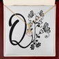 Botanical Monogram Q - 18K Yellow Gold Finish Alluring Beauty Necklace With Mahogany Style Luxury Box