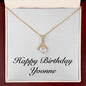 Happy Birthday Yvonne - 18K Yellow Gold Finish Alluring Beauty Necklace With Mahogany Style Luxury Box