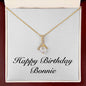 Happy Birthday Bonnie - 18K Yellow Gold Finish Alluring Beauty Necklace With Mahogany Style Luxury Box
