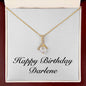 Happy Birthday Darlene - 18K Yellow Gold Finish Alluring Beauty Necklace With Mahogany Style Luxury Box