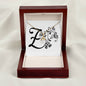 Botanical Monogram Z - 18K Yellow Gold Finish Alluring Beauty Necklace With Mahogany Style Luxury Box