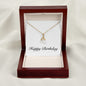 Happy Birthday - 18K Yellow Gold Finish Alluring Beauty Necklace With Mahogany Style Luxury Box