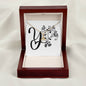 Botanical Monogram Y - 18K Yellow Gold Finish Alluring Beauty Necklace With Mahogany Style Luxury Box