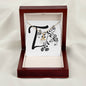 Botanical Monogram T - 18K Yellow Gold Finish Alluring Beauty Necklace With Mahogany Style Luxury Box